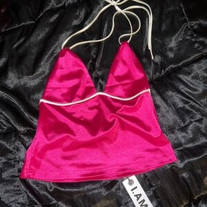 I.AM.GIA Pink Satin Halter Top